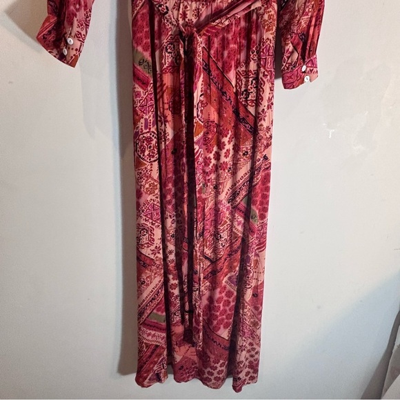 FREE PEOPLE Sz XS Lennon Dress Ruffle Neck Maxi Length Bohemian Patterned NEW - Picture 15 of 15